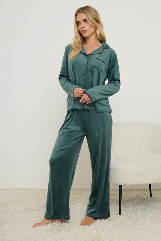 Petite  PixieGirl Petite Green Super Luxe Touch Pyjama Set