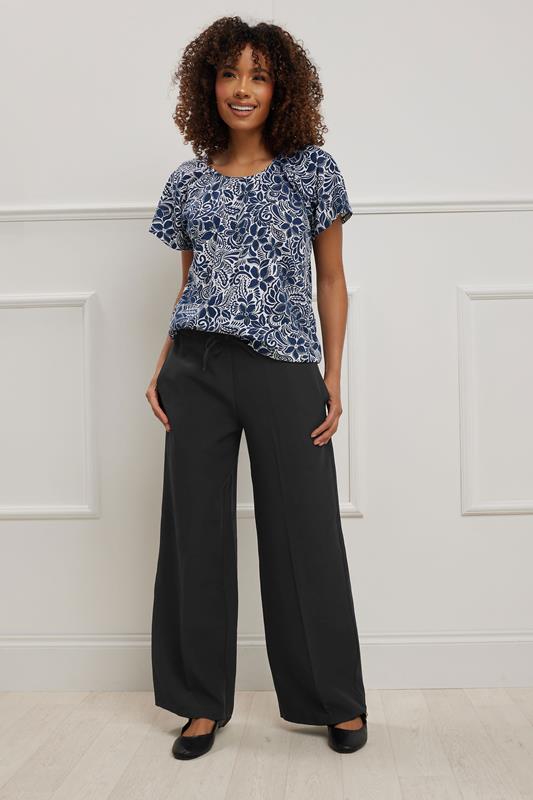  M&Co Black Crepe Wide Leg Trousers