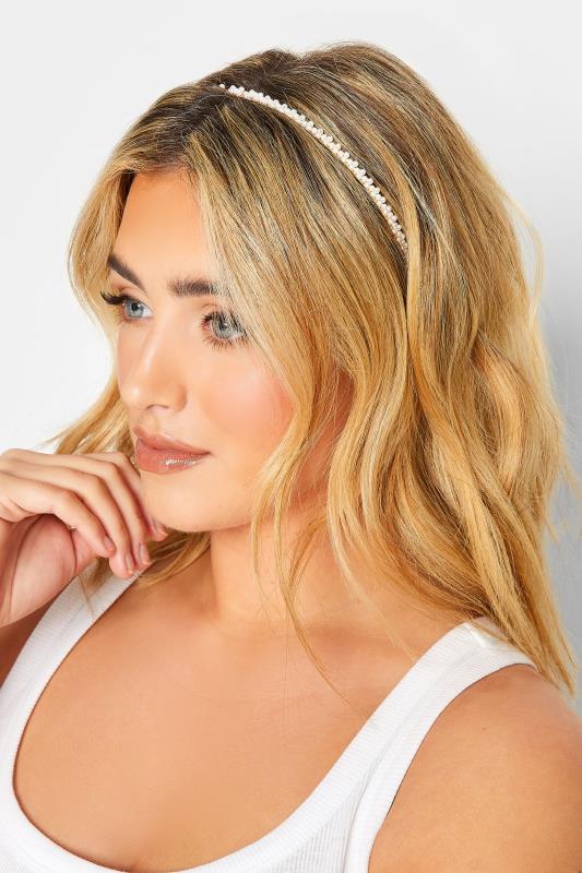 Gold & White Pearl Thin Headband | Yours Clothing 1
