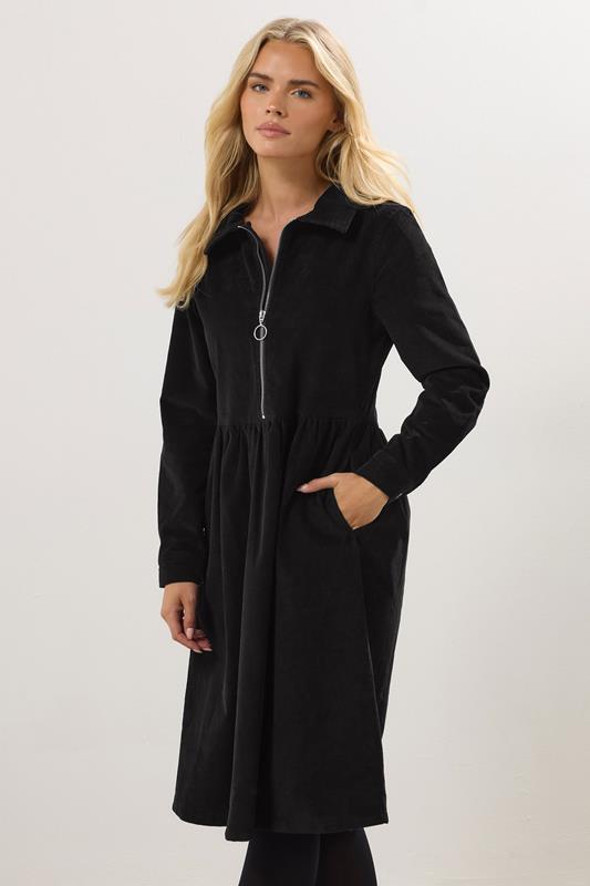 M&Co Petite Black Cord Zip Shirt Dress | M&Co 1