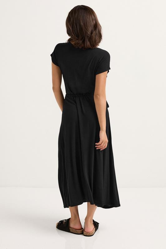 PixieGirl Petite Women's Black Wrap Tie Maxi Dress | PixieGirl 3