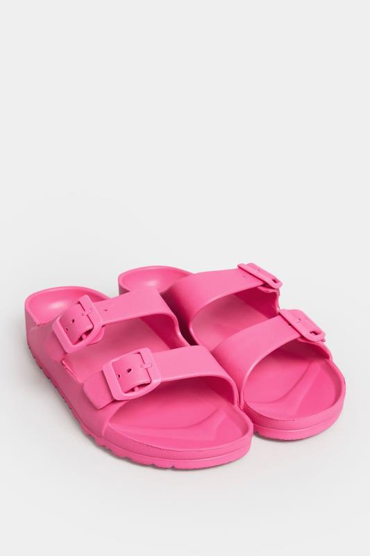 PixieGirl Pink Two Strap Sliders In Standard Fit | PixieGirl 2