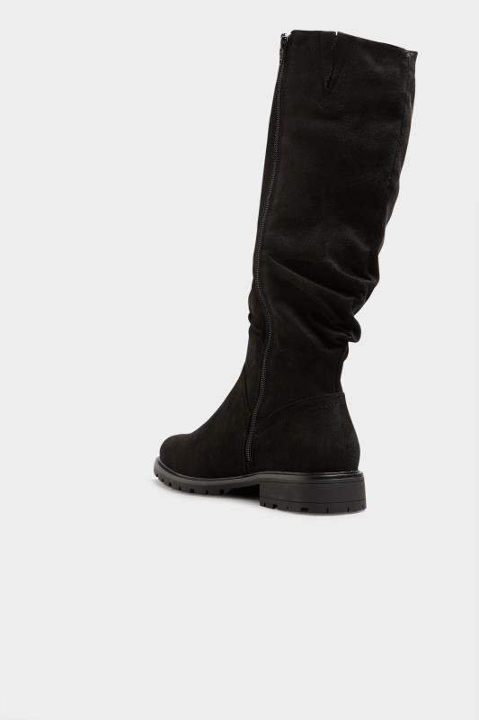 Black Ruched Cleated Boots In Wide E Fit & Extra Wide EEE Fit| Yours Clothing 4