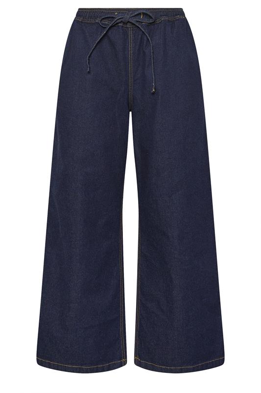 Petite  PixieGirl Petite Dark Blue Belt Tie Wide Leg Jeans