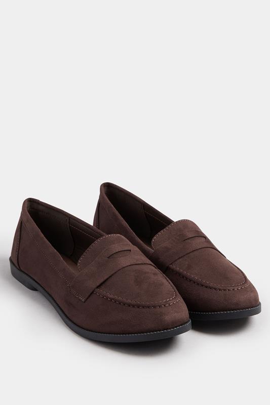 Chocolate Brown Suede Loafers In Wide E Fit | Yours Clothing 2