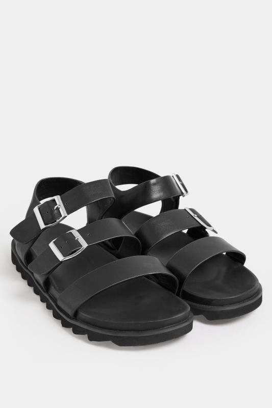 LIMITED COLLECTION Black Footbed Buckle Sandals In Extra Wide Fit | Yours Clothing 2
