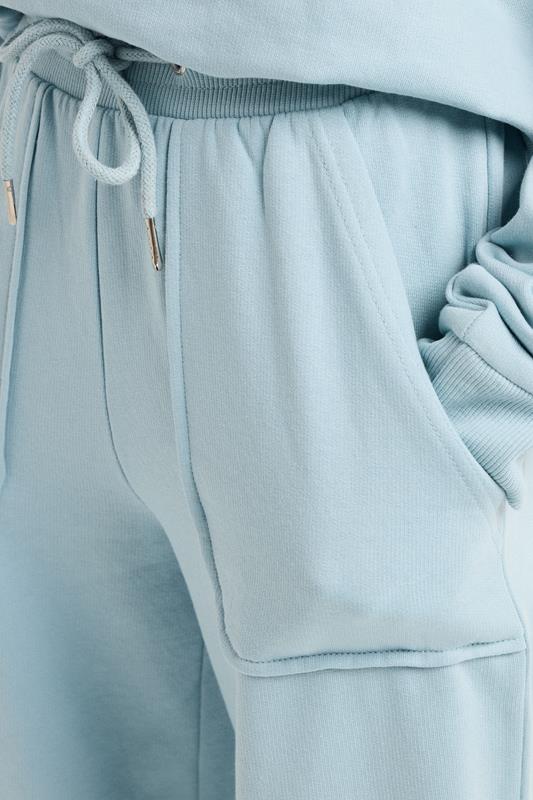 PixieGirl Petite Women's Light Blue Pocket Patch Wide Leg Joggers | PixieGirl 5