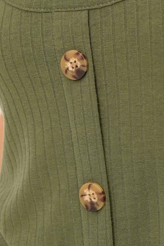 PixieGirl Petite Women's Khaki Green Button Front Sleeveless Dress | PixieGirl 4