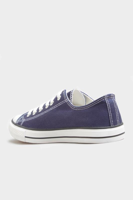 Navy Blue Low Canvas Trainer in Wide Fit | Yours Clothing 4