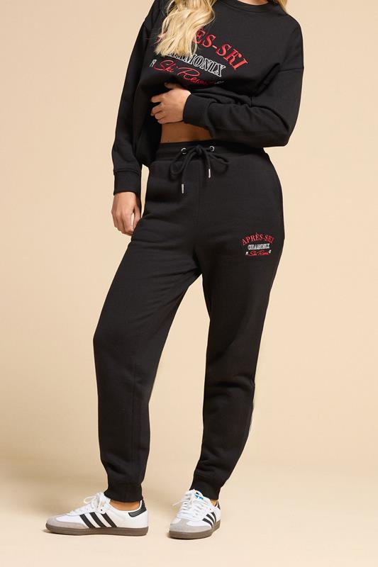 PixieGirl Petite Women's Black 'Apres Ski' Slogan Cuffed Jogger | PixieGirl 3