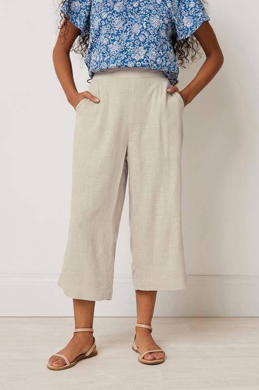M&Co Petite Natural Brown Wide Leg Linen Culottes