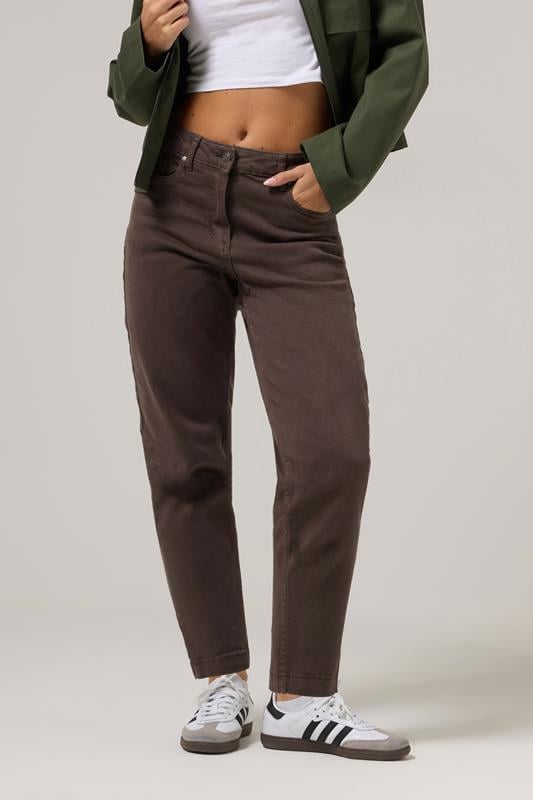 PixieGirl Petite Women's Chocolate Brown Barrel Jeans | PixieGirl 3