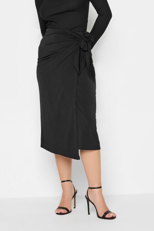 Petite Black Wrap Maxi Skirt | PixieGirl 1
