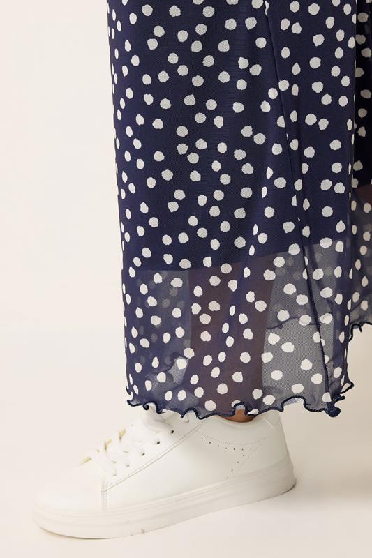 M&Co Petite Navy Blue Polka Dot Mesh Maxi Skirt | M&Co 4