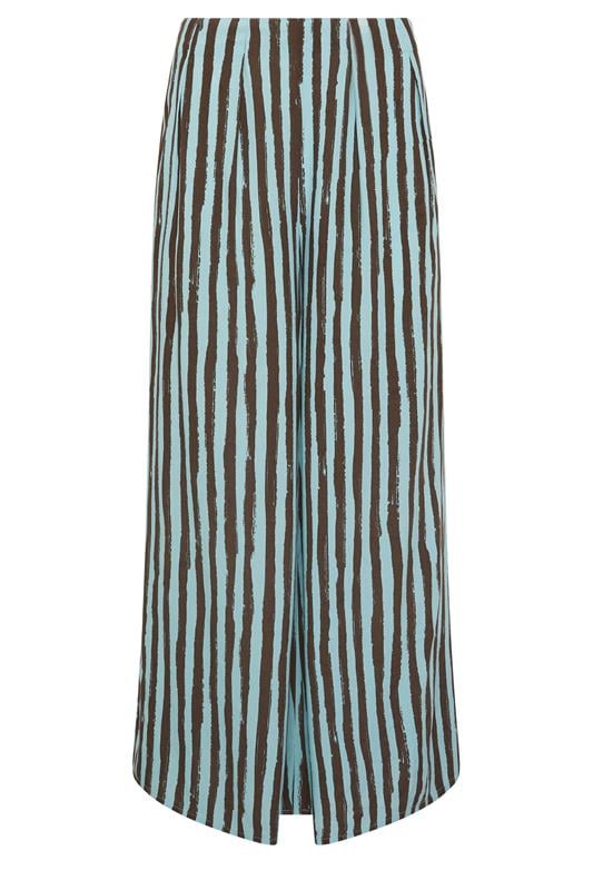 PixieGirl Petite Women's Brown Stripe Palazzo Wide Leg Trousers | PixieGirl  5