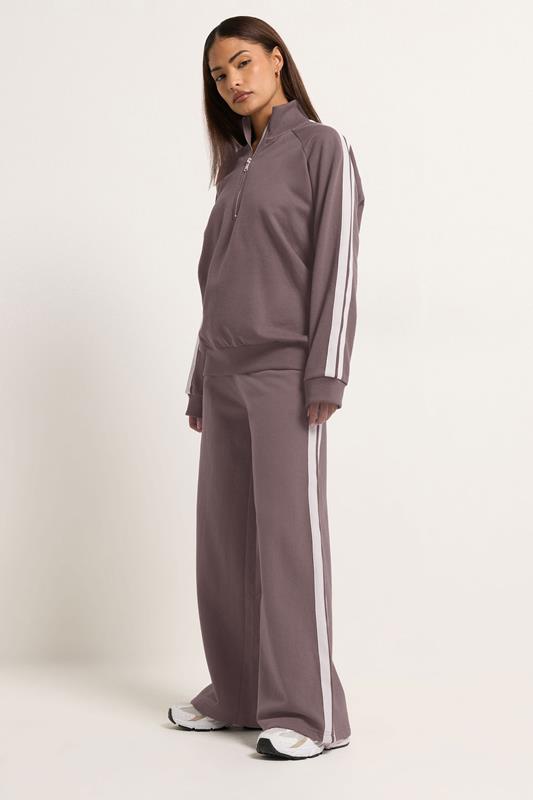 PixieGirl Petite Women's Purple Stripe Quarter Zip Sweatshirt | PixieGirl 2