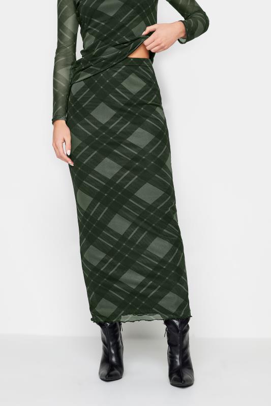 PixieGirl Green Check Print Mesh Maxi Skirt | PixieGirl  3