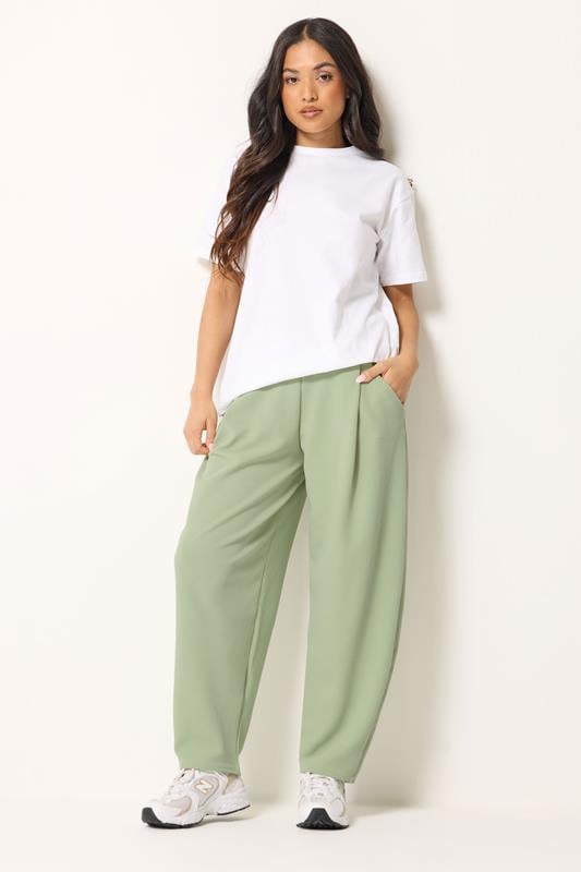 PixieGirl Petite Sage Green Barrel Leg Trousers