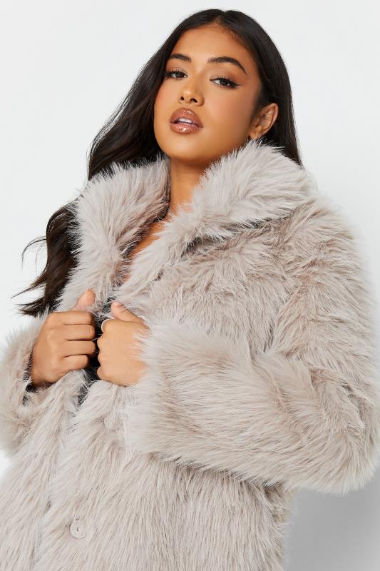 PixieGirl Light Grey Faux Fur Coat | PixieGirl  4