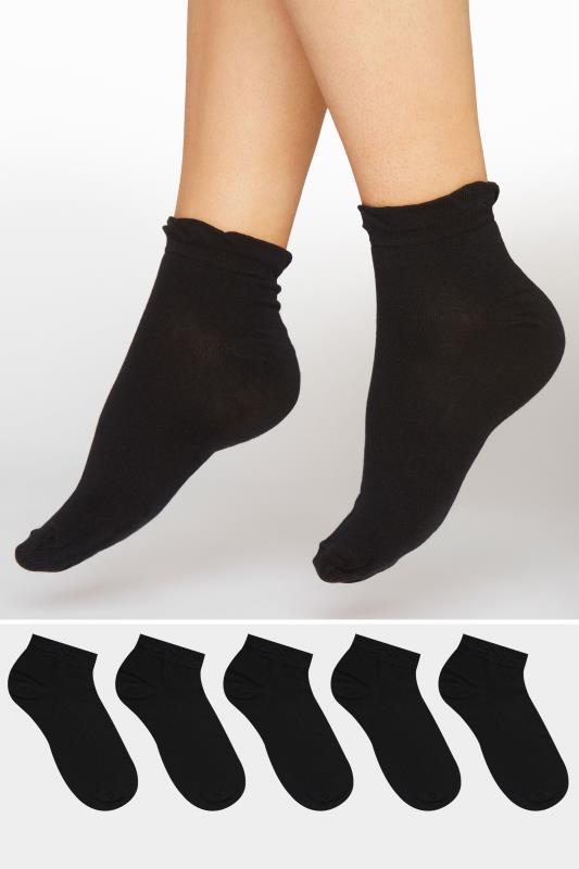 Plus Size  Yours 5 PACK Black Trainer Liner Socks