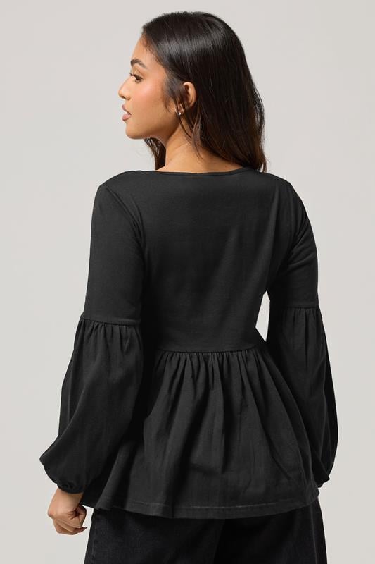 PixieGirl Petite Women's Black Tie Front Smock Top | PixieGirl 3