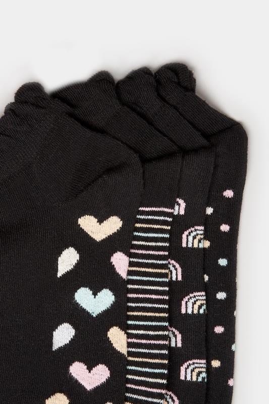 4 PACK Black Mixed Pastel Print Trainer Liner Socks | Yours Clothing 4