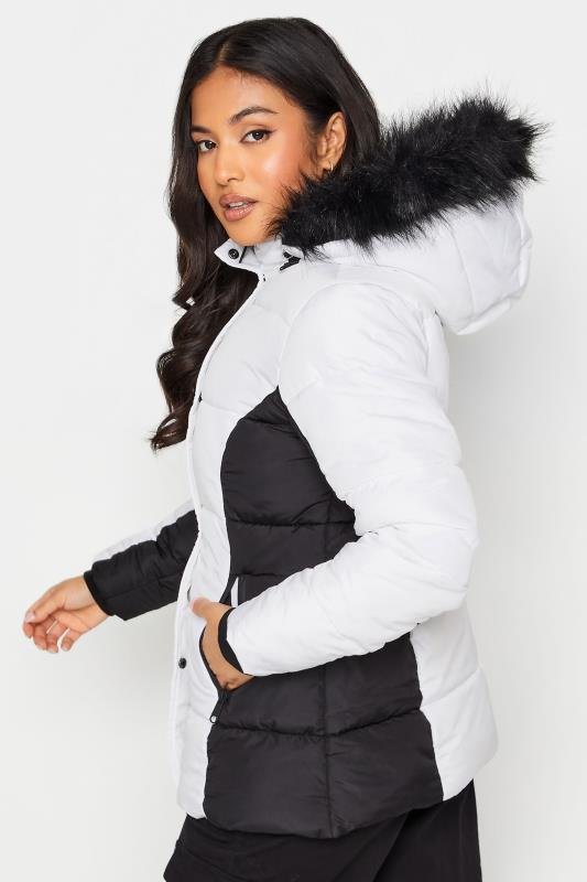 PixieGirl Black & White Colourblock Hooded Puffer Jacket | PixieGirl 3