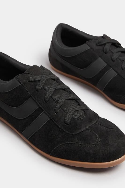 Black Low Retro Stripe Trainers In Extra Wide EEE Fit | Yours Clothing 5