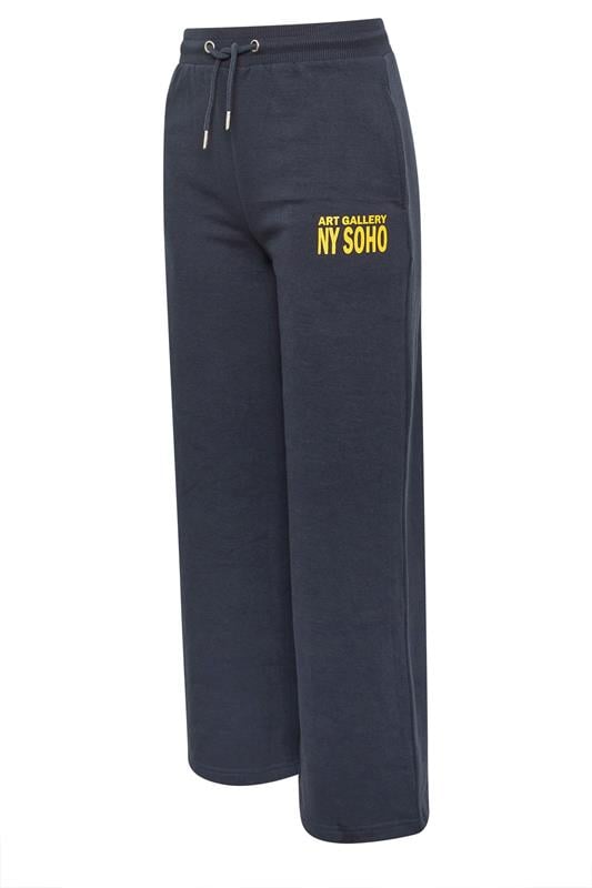 PixieGirl Petite Women's Blue 'NY Soho' Slogan Wide Leg Joggers | PixieGirl  6