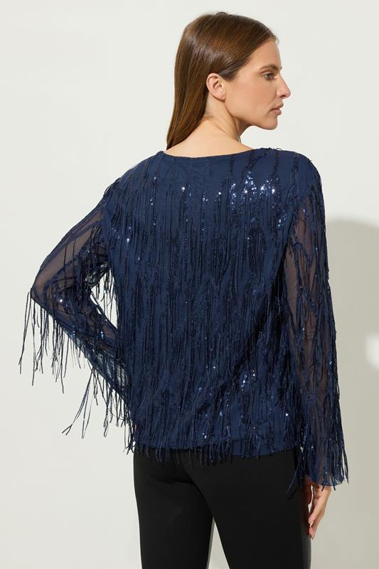 STAR Navy Blue Sequin Tassel Top | StarByJM 3