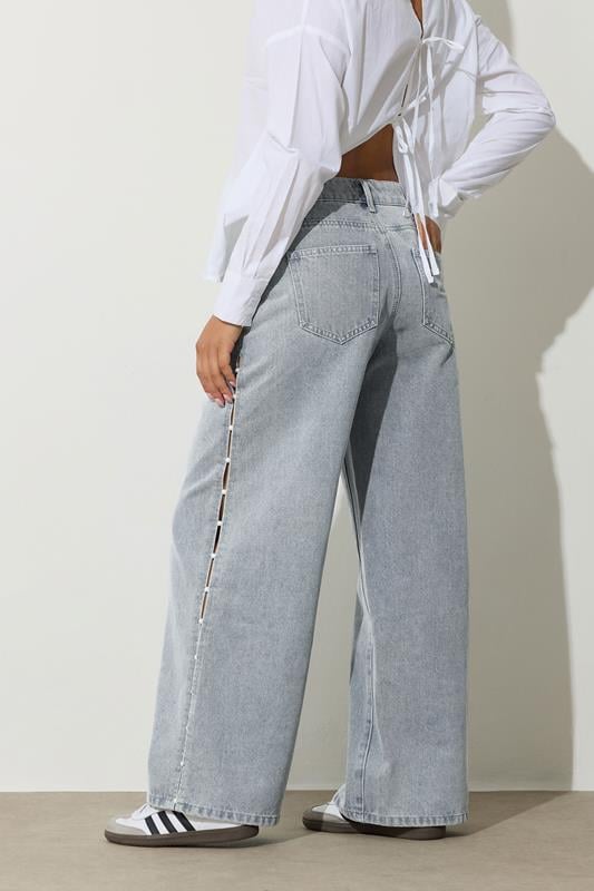 PixieGirl Petite Women's Light Blue Pearl Detail Jeans | PixieGirl 3