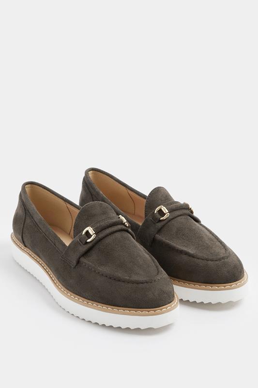  Yours Chocolate Brown Faux Suede Snaffle Loafer In Wide E Fit