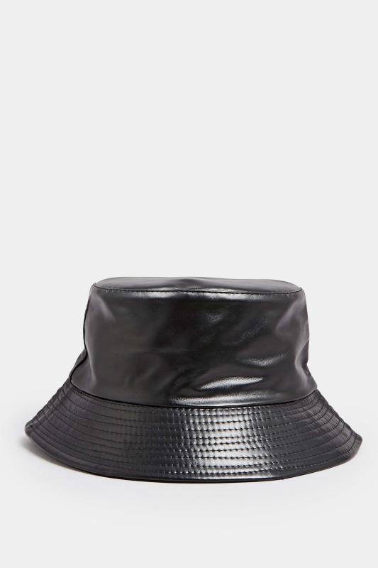 Black Faux Leather Bucket Hat | Yours Clothing 2