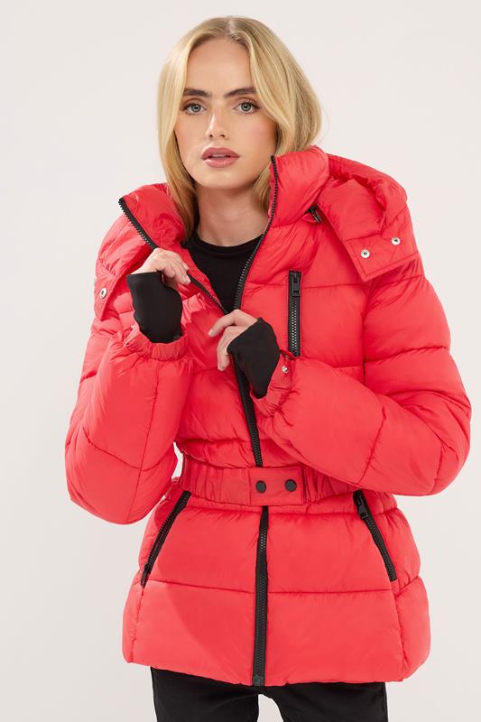 PixieGirl Petite Women's Coral Red Padded Ski Coat | PixieGirl 2