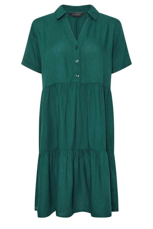 PixieGirl Petite Women's Dark Green Tiered Smock Dress | PixieGirl 5