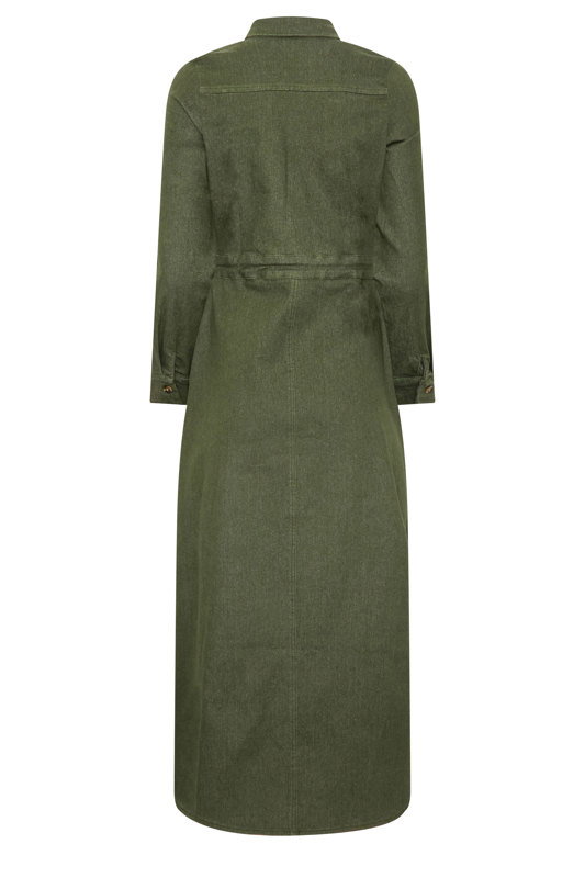 PixieGirl Petite Women's Olive Green Denim Maxi Dress