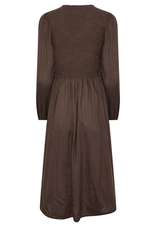 petite chocolate brown dress PixieGirl Women's Shirred Midi Striking low