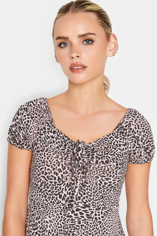 Petite Light Pink Leopard Print Tea Dress | PixieGirl  4