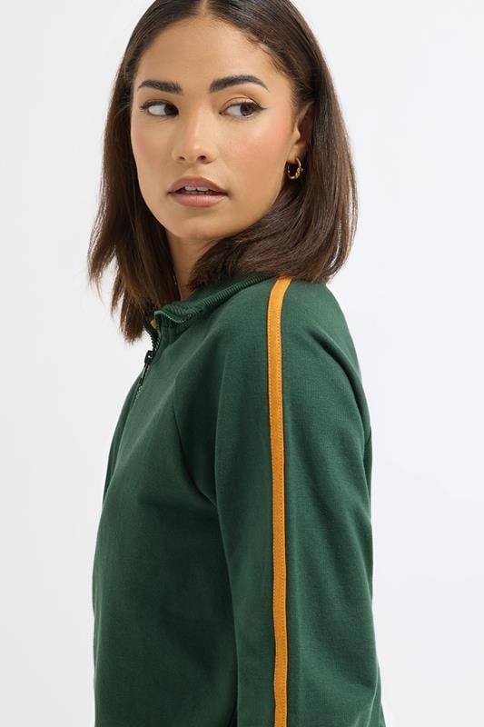 PixieGirl Petite Women's Green & Yellow Stripe Collar Zip Sweatshirt | PixieGirl  4