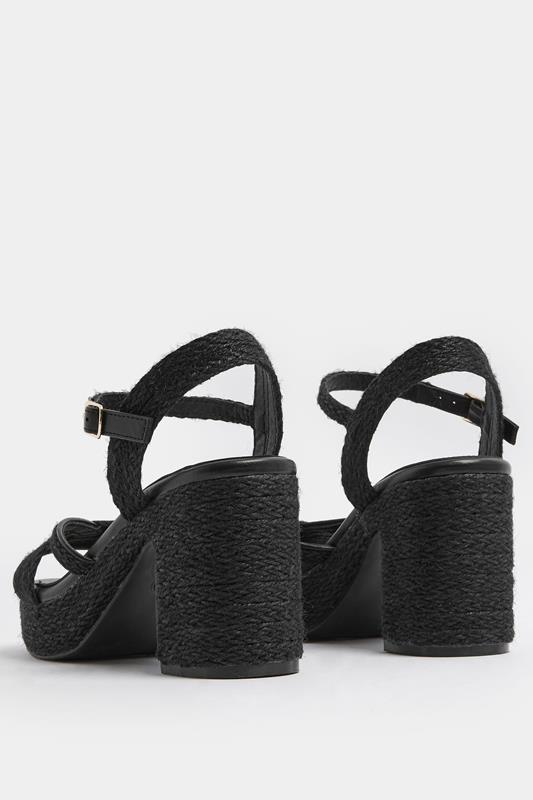Black Rope Heel Sandals In Wide E Fit | Yours Clothing 4