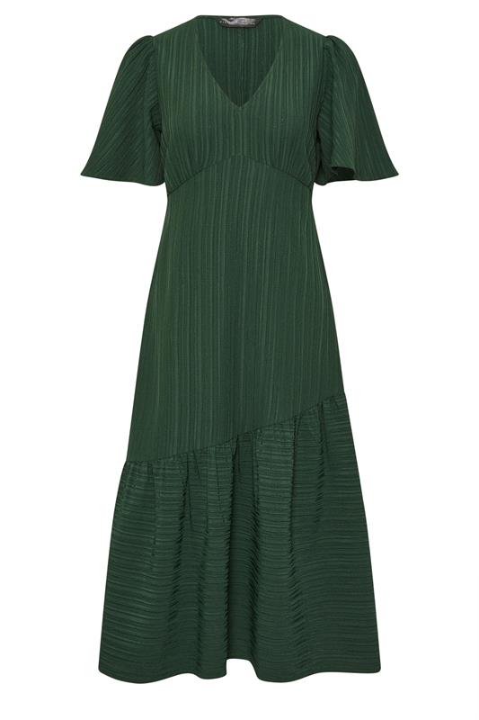Petite  PixieGirl Petite Dark Green Crinkle Tiered Midi Dress