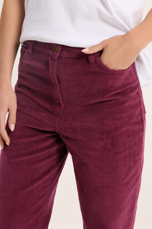 M&Co Petite Berry Red Cord Wide Leg Trousers | M&Co 4