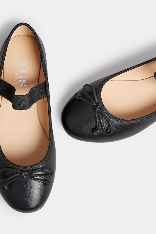 Black Mary Jane Ballerina Pumps In Wide E Fit & Extra Wide EEE Fit | Yours Clothing 6