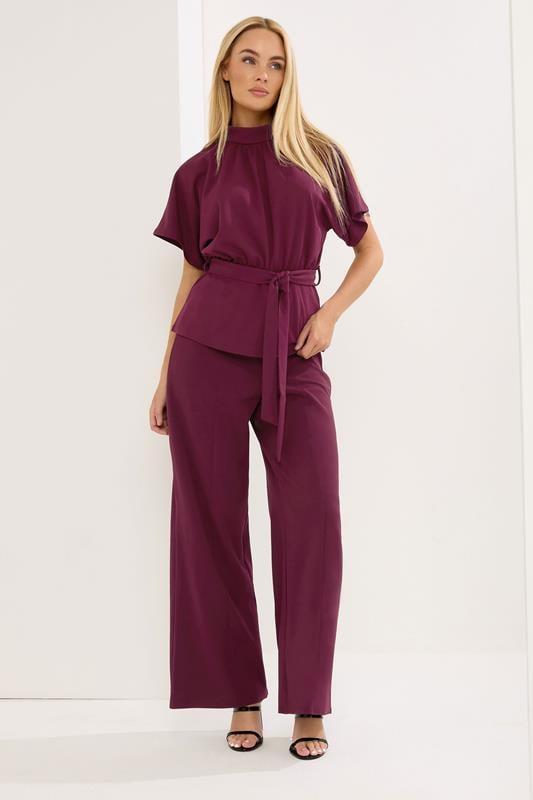  STAR Burgundy Red Wide Leg Trousers