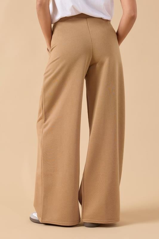 PixieGirl Petite Women's Beige Brown Wide Leg Joggers | PixieGirl 3