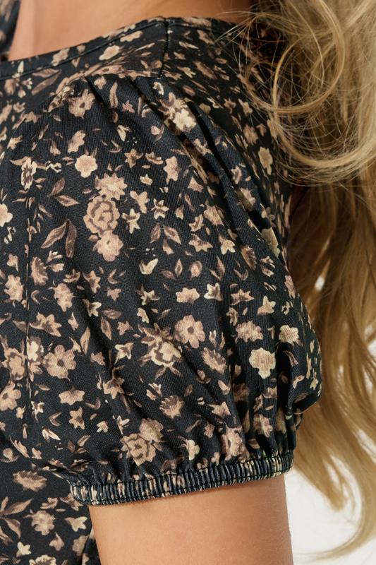 PixieGirl Petite Women's Brown Ditsy Floral Tea Dress | PixieGirl 4