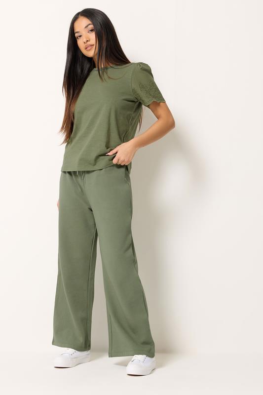  M&Co Petite Khaki Green Wide Leg Joggers