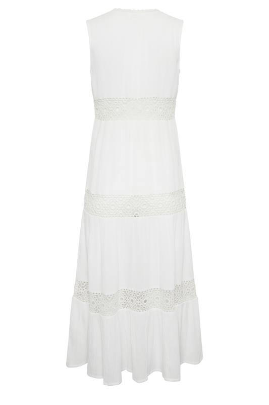 Petite White Crochet Trim Maxi Dress | PixieGirl 7
