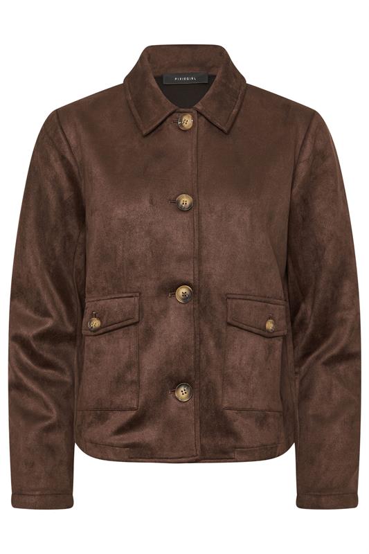 PixieGirl Petite Women's Chocolate Brown Suedette Jacket | PixieGirl 5