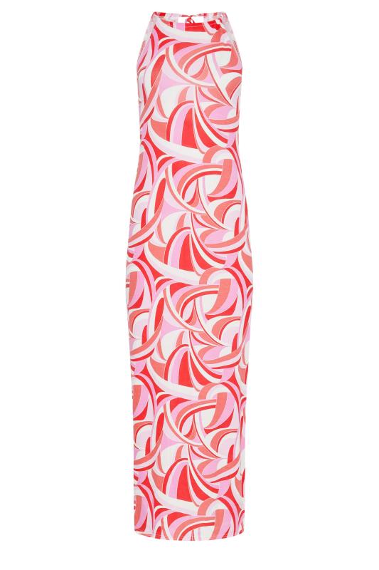 Petite Pink Swirl Print Halter Neck Maxi Dress | PixieGirl 6
